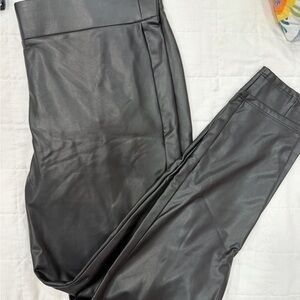 LOFT Charcoal Faux Leather Pants